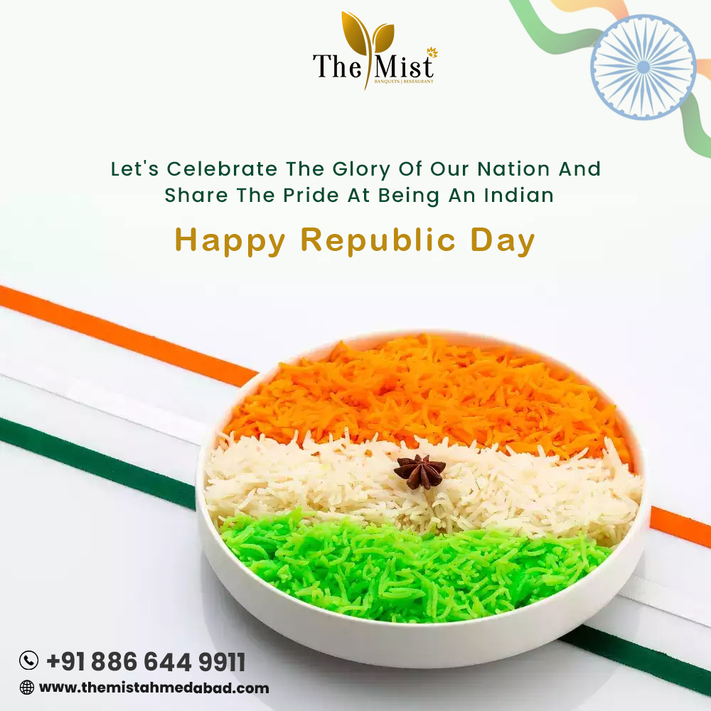 TheMist48781645's tweet photo. Let's Celebrate the Glory of Our Nation and Share the Pride at Being an Indian
#themist #themistahmedabad #banquet #restaurantinahmedabad #ahmedabadrestaurant #authenticfood #ahmedabad #RepublicDay #26january #गणतंत्र_दिवस #26जनवरी #जय_हिंद #ProudIndian #VandeMataram #foodblogger https://t.co/Bi1vqeUXHm