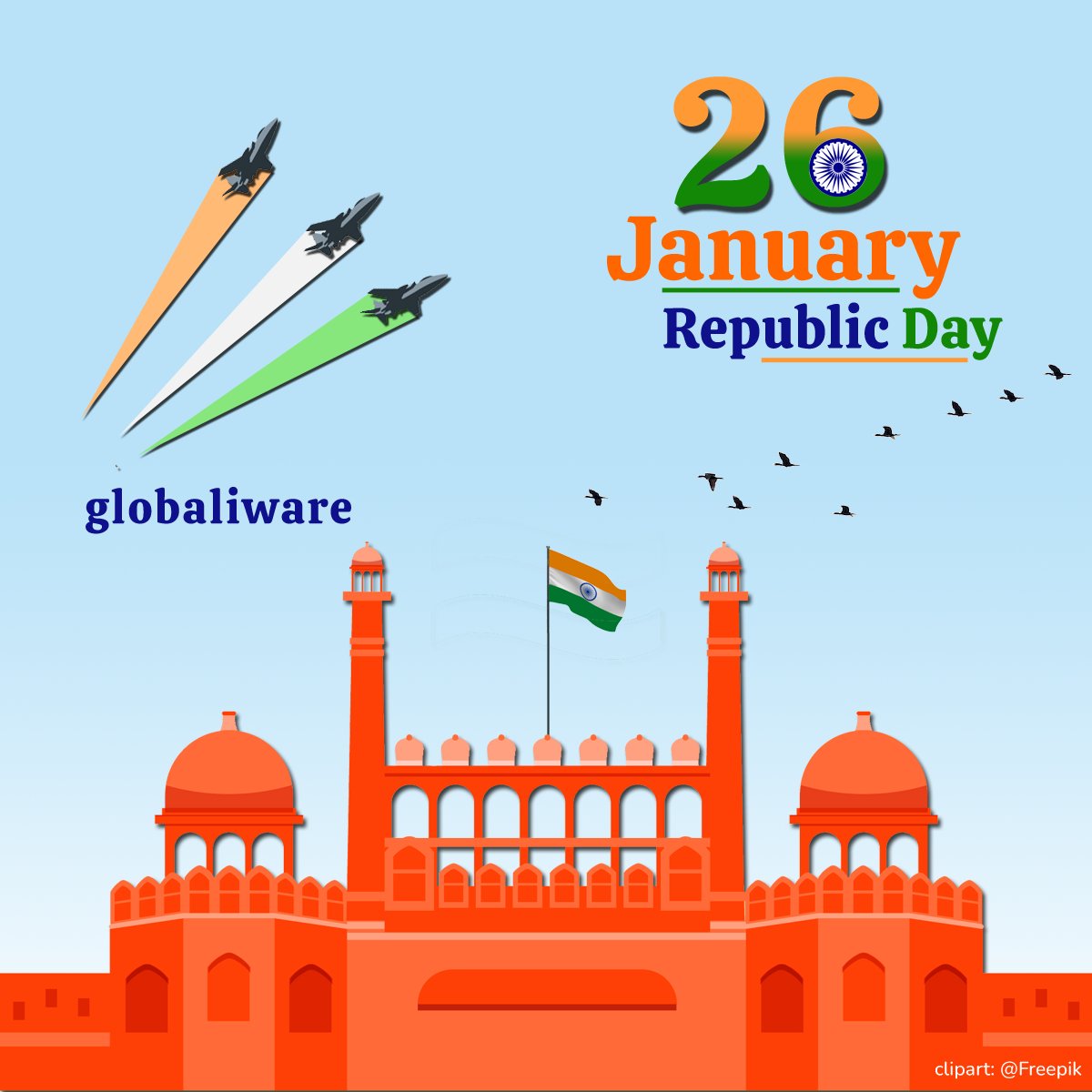 globaliware's tweet photo. Happy Republic Day 🇮🇳💗 #26january #globaliware #abcdonlinebiz #businessapps #ecommerce #ecommercebusiness #ecommerceessentials https://t.co/RP34yVIZMY