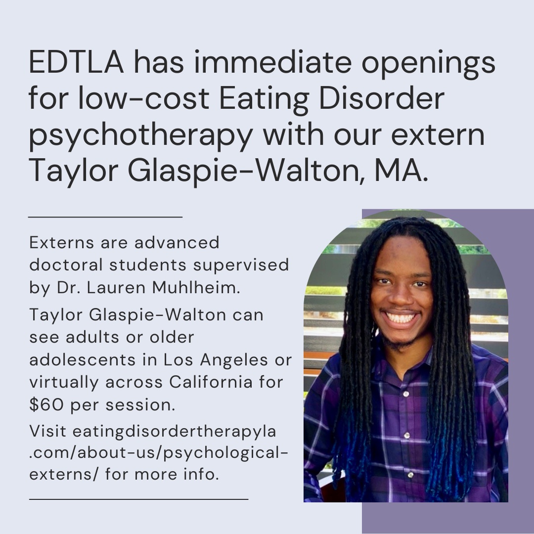 We still have a few low-fee therapy spaces left with our doctoral psychology externs. Taylor and Mikayla are in the second half of their year and have hit their stride. There's still time to get in a course of CBT-E (HAES-aligned) with them before the end of the year. CA only