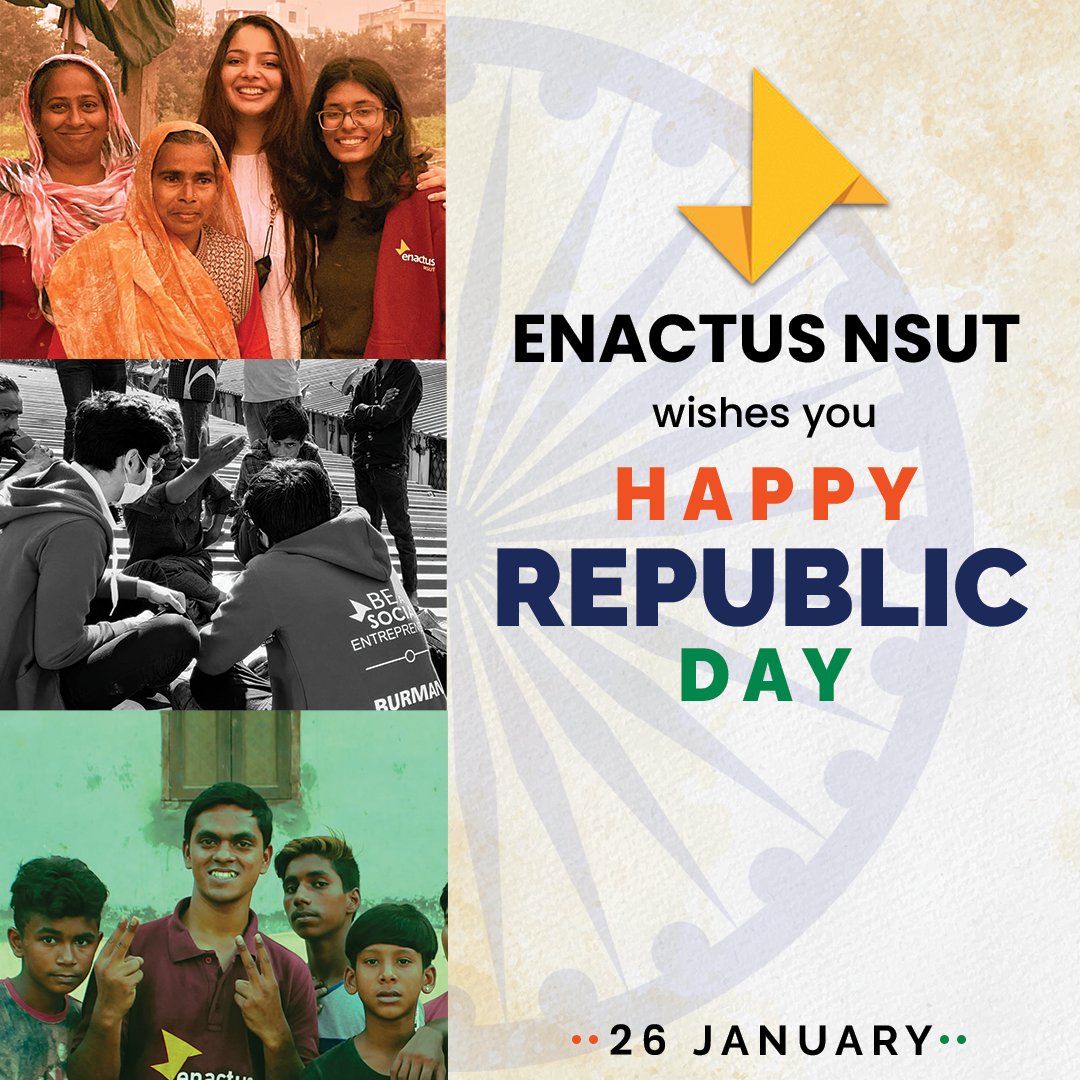 EnactusNSUT's tweet photo. "One individual may die for an idea, but that idea will, after his death, incarnate itself in a thousand lives."- Netaji Subhas Chandra Bose

Freedom of thought and pride in our heritage.
We at Enactus Nsut wish you all a very happy and proud Republic day! https://t.co/FXDIraDQ1g