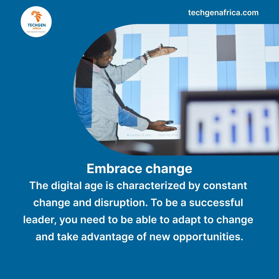 techgenafrica1's tweet image. Are you ready to level up your leadership skills in the digital age?
Learn how to embrace change, think digitally, lead with purpose, and develop a digital mindset to stay ahead of the game and drive success in today&apos;s constantly evolving digital landscape.
#techgen #onlinecoding