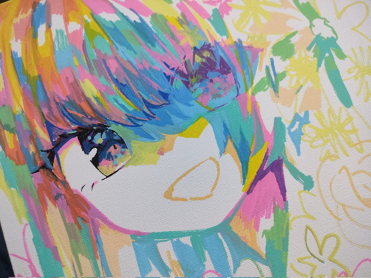 1girl solo smile flower colorful portrait bangs  illustration images