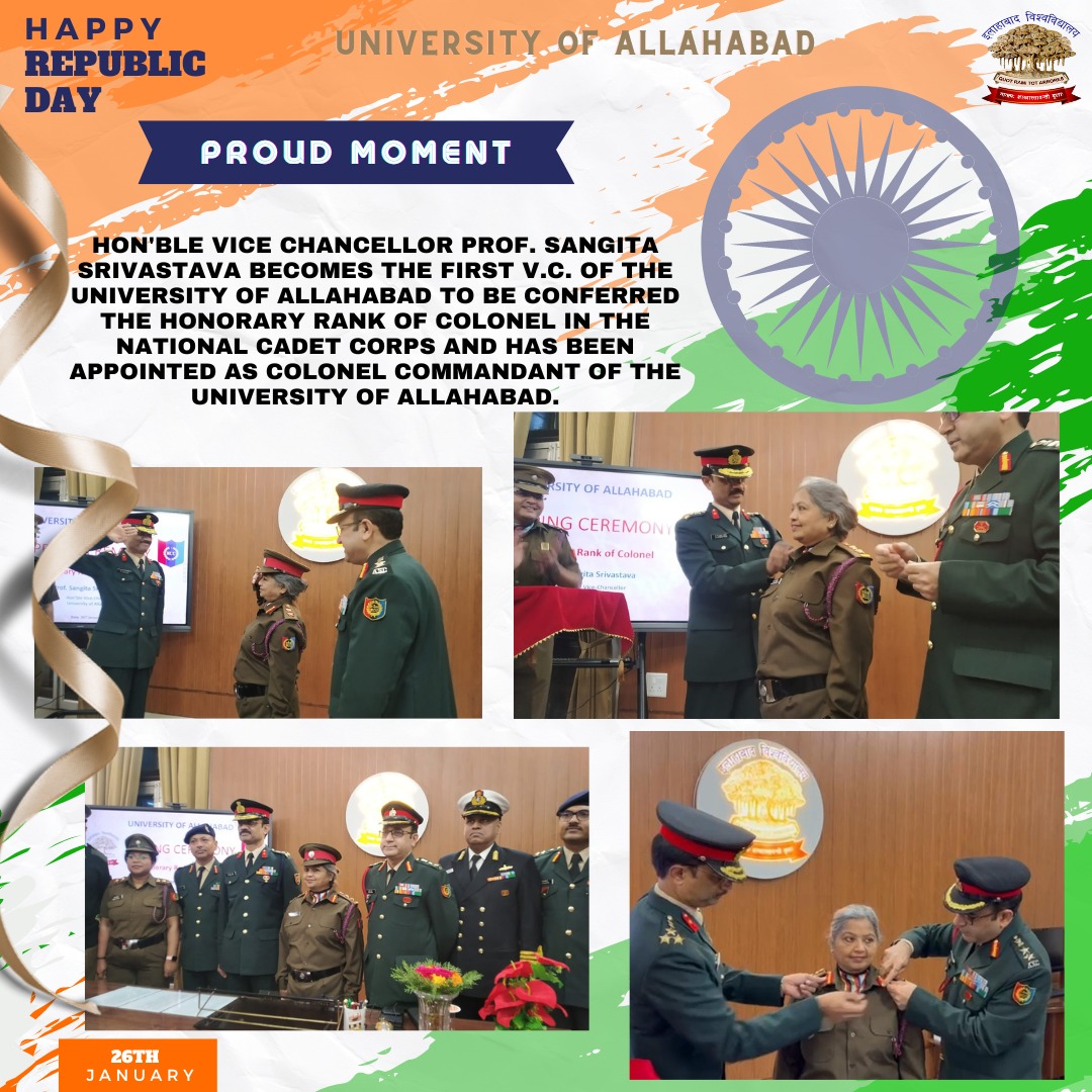 UoA_Official's tweet image. Proud moment for us
Hon&apos;ble VC Prof. Sangita Srivastava becomes the first V.C. of the @UoA_Official to be conferred the honorary rank of Colonel in NCC  and has been appointed as Colonel Commandant of @UoA_Official @dpradhanbjp @EduMinOfIndia @ugc_india @ashishchauhan @HQ_DG_NCC