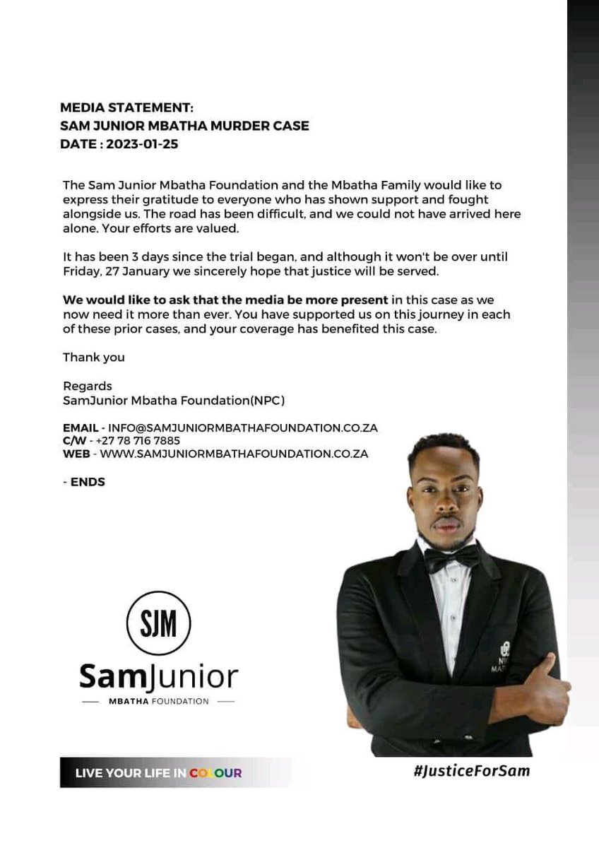 PhilMphela's tweet image. UPDATE: 

Sam Mbatha’s murder case underway. 

#JusticeForSam