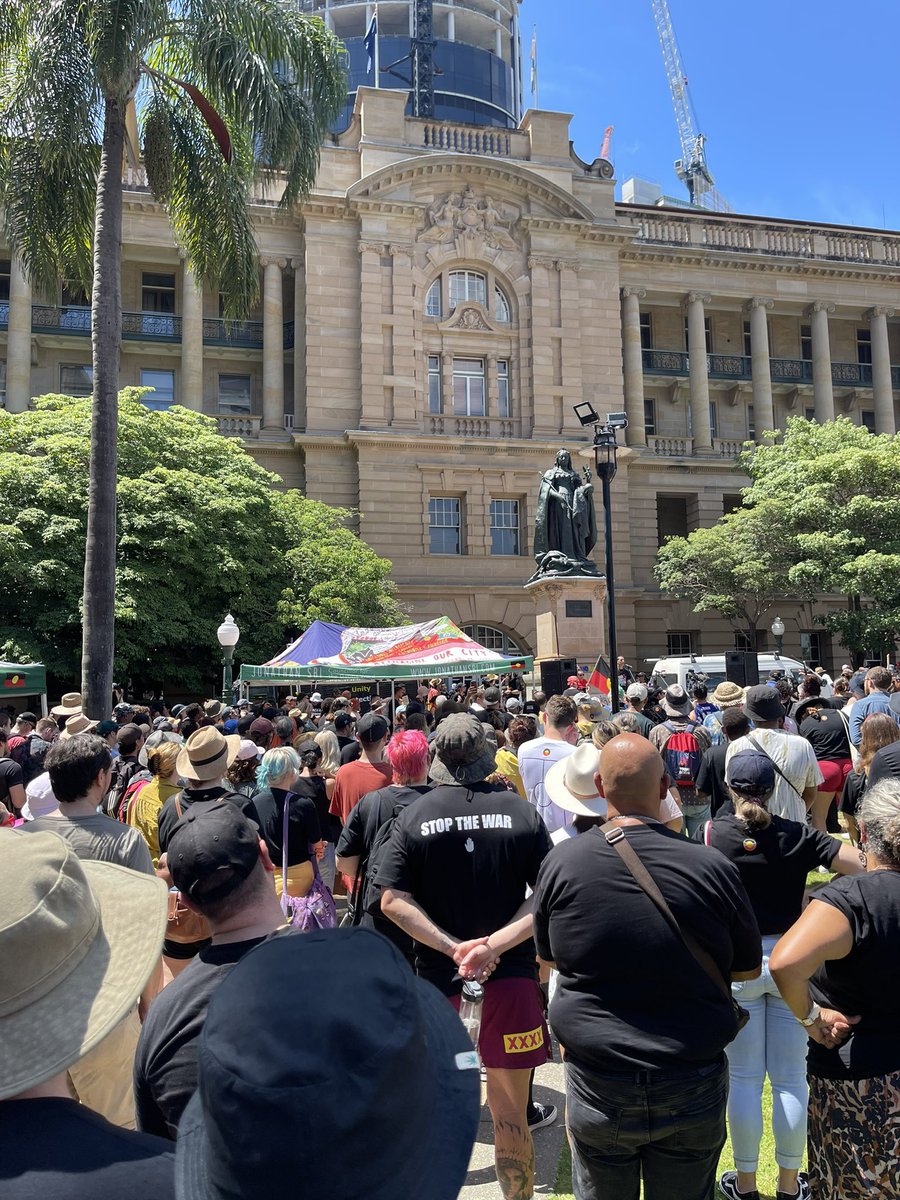 bakerpaulae's tweet photo. #InvasionDay rally, and march today in BNE. “Freedom to care, freedom to speak, is what this day is all about”. #AlwaysWasAlwaysWillBe #26january #ReturnPowertoCommunities #SovereigntyNeverCeded https://t.co/w9KAIu551X