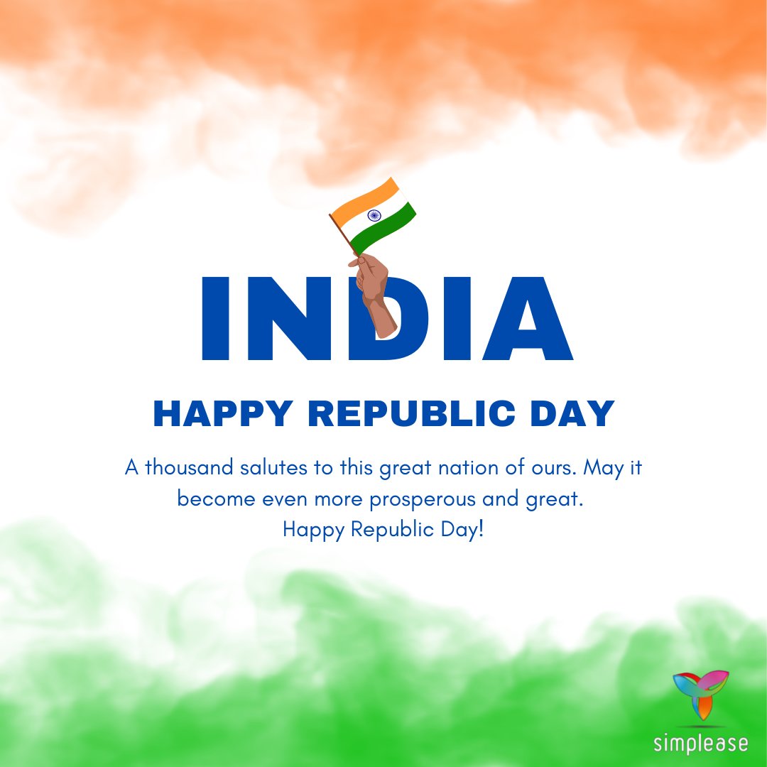 SimpleaseIndia's tweet photo. Freedom in the mind, strength in the words, pureness in our blood, pride in our souls, zeal in our hearts. Let’s salute our India on Republic Day. Happy Republic Day!

#simplease #republicday2023 #happyrepublicday #atmanirbharbharat #makeinindia https://t.co/Qokri3Cjea