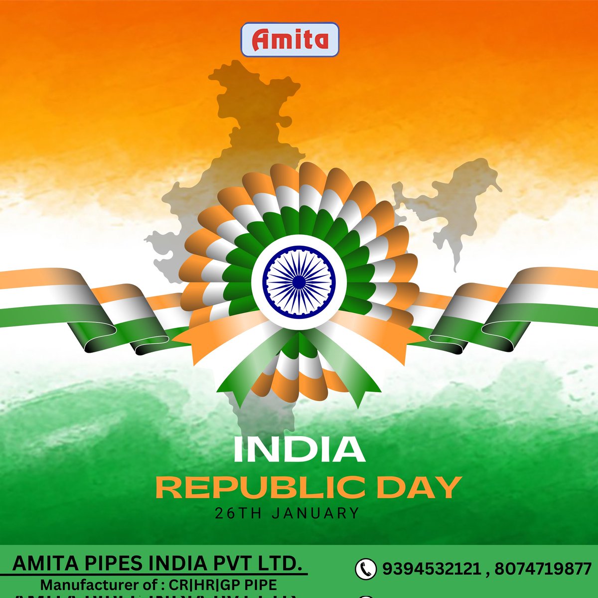 Cheers to the republic! India’s constitution was created today, giving us true independence. Let’s honour the day.

#republicday #republicdayindia #amitapipes #amitasalescorporation #mspipe #hrpipes #crpipes #gppipes #gipipes #coilpipe #pipe #pipemanufacturer #pipedealer  #india