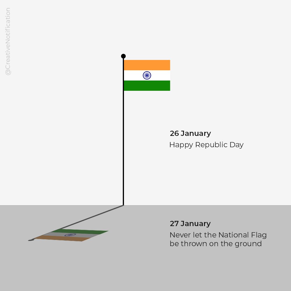 #RepublicDay2023
Respect our national flag, don't buy if you cannot handle it
.
.
.
.
#RepublicDay #HappyRepublicDay #RepublicDayIndia #26January #JaiHind #Creativenotification #minimalposter #explorepage