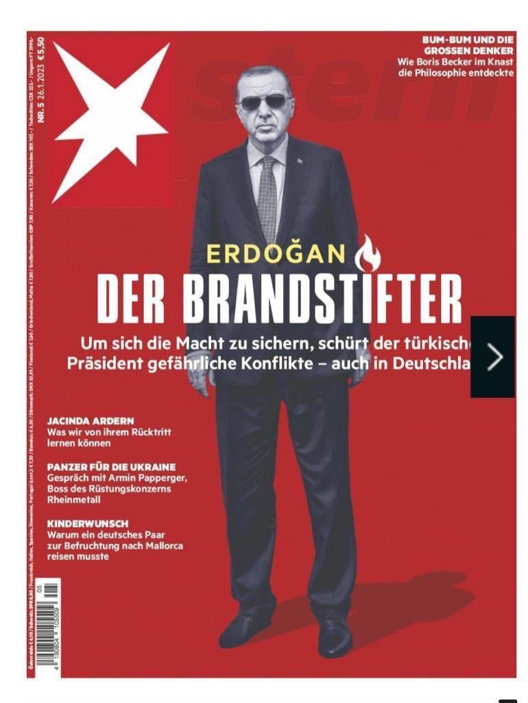 Alman Stern dergisi:
▪️Erdoğan, Ukrayna’dan Suriye’ye birçok ipi elinde tutuyor ve gücünü kullanıyor.

▪️Putin ve Batı ile müzakere ediyor, NATO'yu küçümsüyor.

Bravo Stern…Eleştireyim derken Türk halkının neden Erdoğan’ın yanında durduğunu güzel özetlemiş:)