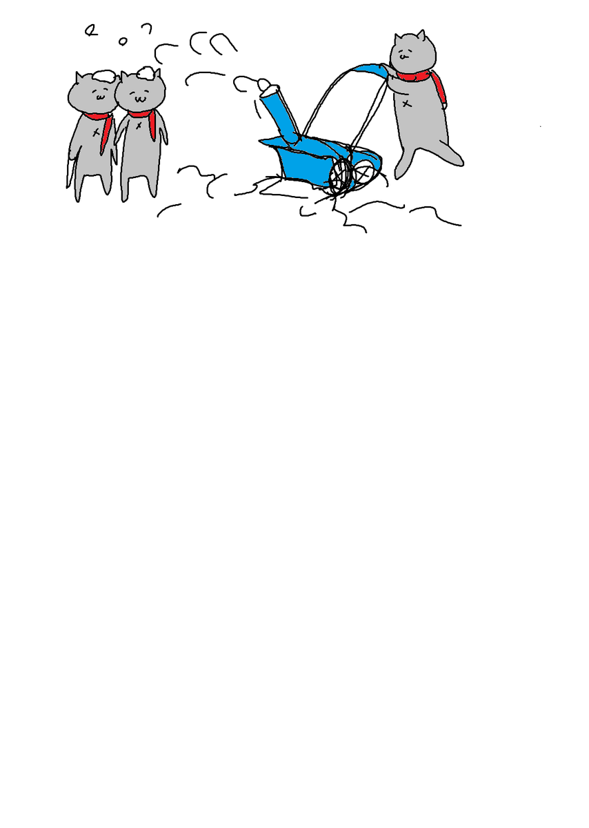 「除雪機を使いこなす関羽と見入る関羽 」|カレー沢　薫のイラスト