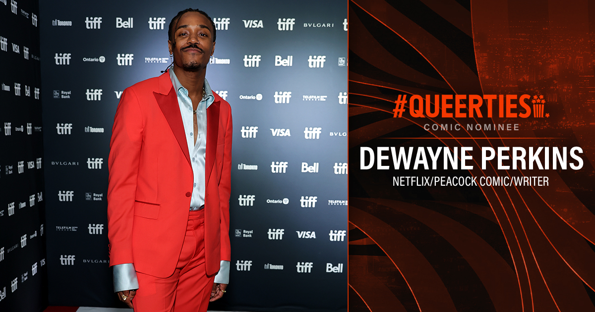 Queerty's tweet photo. The #Queerties are here! Congrats to @dewayneperkins, nominee for COMIC. Vote for all your #LGBTQ+ faves once a day until voting closes on February 21st! 🏳️🌈🏆🍿https://t.co/vj0cjrzQPo https://t.co/JzeJKz2hUz