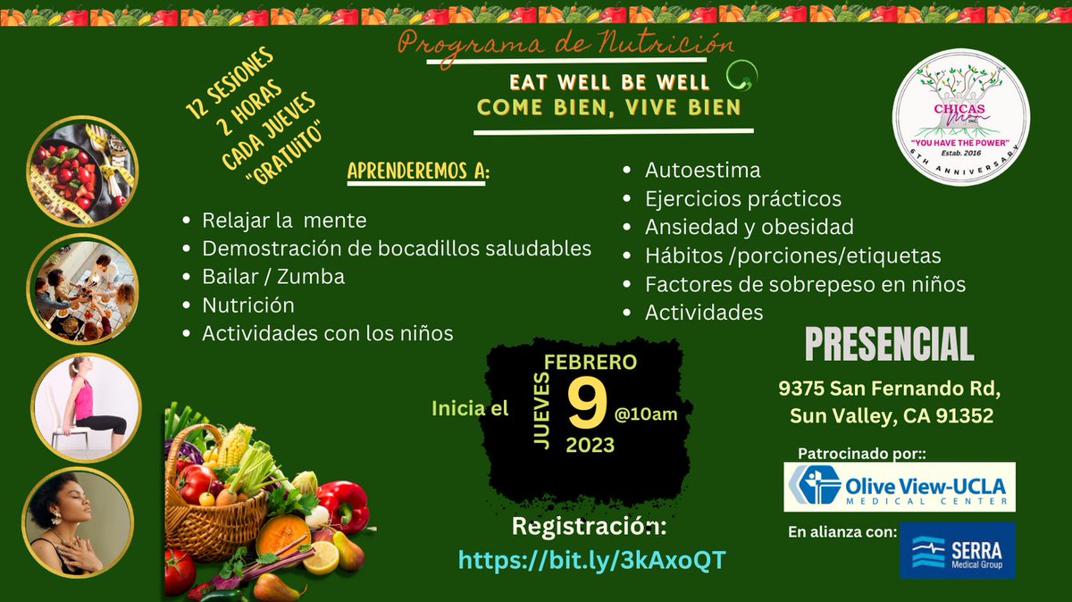 Muy contentas con este nuevo programa de Chicas Mom Inc a disposición de la comunidad.
COMER BIEN, para VIVIR BIEN.  Registraciones en : bit.ly/3kAxoQT