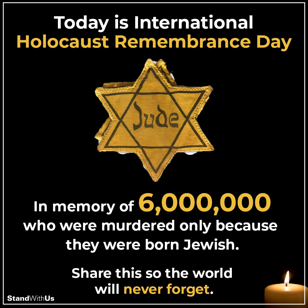 On Intl. #HolocaustRemembranceDay, we remember the 6 million #Jews, & millions more, who lost their lives at the hands of the #Nazis. 
As #antisemitism rears its ugly head once again, we must speak out against it to ensure that #NeverAgain means something. 
#HolocaustMemorialDay