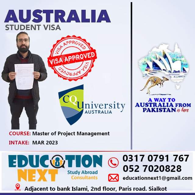 Congratulations to our student Mr. Muhammad Usman on getting Australian student visa without interview.
Contact us to achieve your milestones while studying abroad.
#studyabroad #studyinaustralia #successstory #australianvisa #studentvisa #CQUniversity
#EducationNext #Sialkot