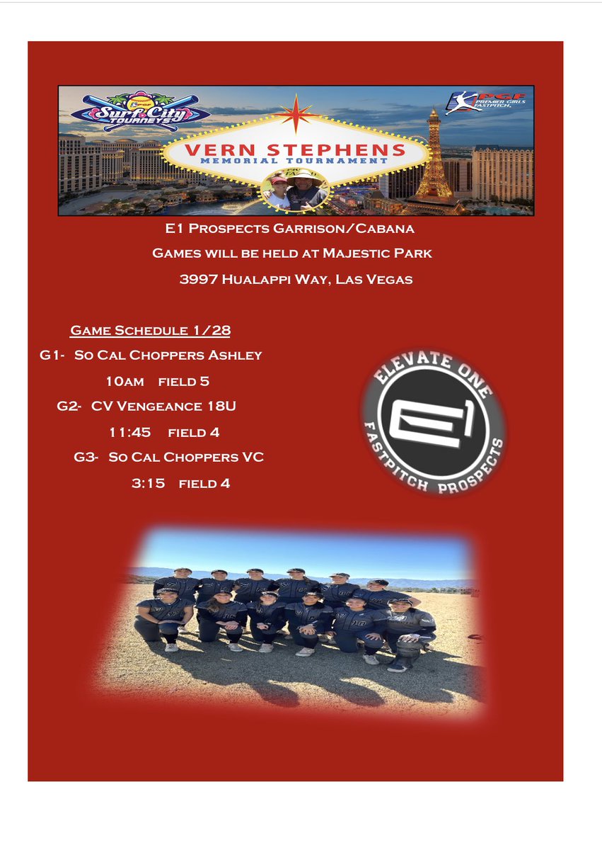 Tournament schedule for Vegas this weekend