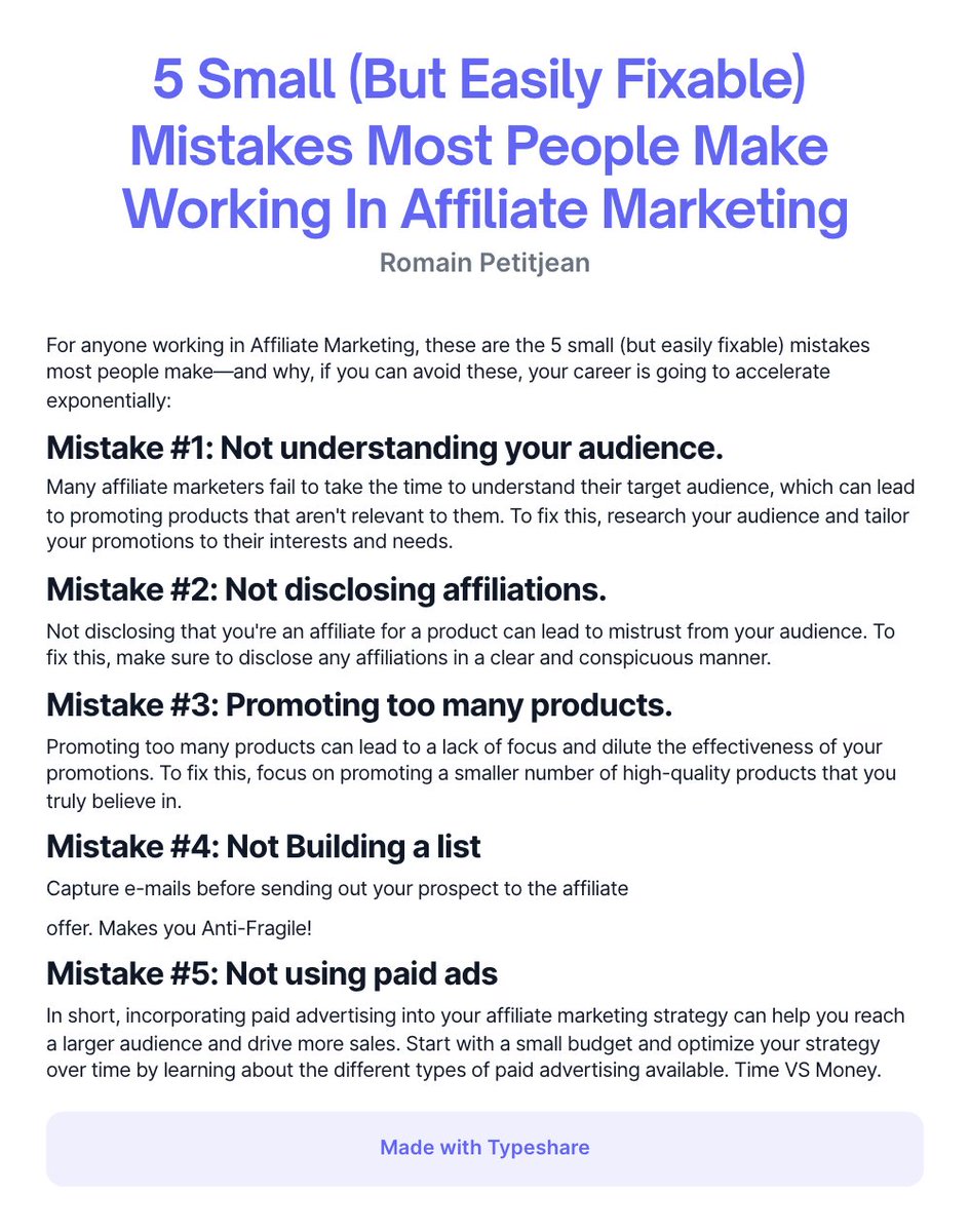 romsweb's tweet image. 5 Small (But Easily Fixable) Mistakes Most People Make Working In Affiliate Marketing