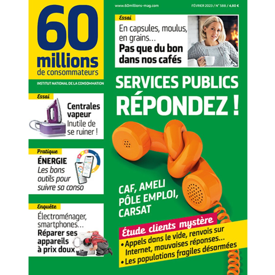 60millions's tweet photo. 📢 Nouveau numéro !

Ameli, Pôle emploi, CAF, Carsat… Effectuer une démarche administrative sans passer par Internet, quelle galère ! Quelles solutions mettre en œuvre pour les usagers les moins connectés ? Étude exclusive avec @Defenseurdroits
➡️  https://t.co/ojt0iyXRT4 https://t.co/Mo5qM9QqTE