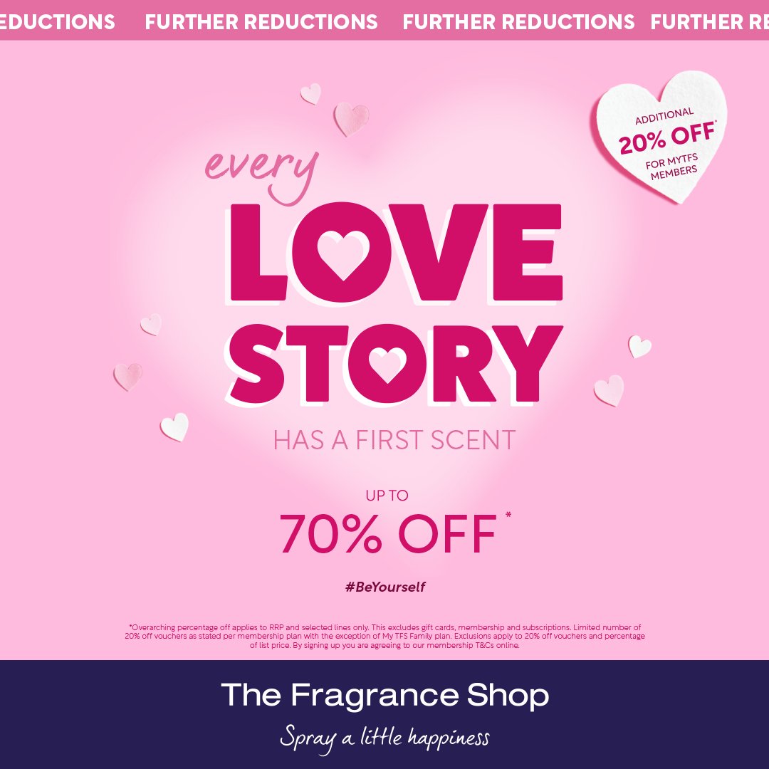 AffinityDevon's tweet image. Every love story has a first scent...💕

Shop up to 70% off this Valentine's at @FragranceShopUK 

#affinitydevon #affinitydevonoutlet #thefragranceshop #scents #perfume #offers #valentinesday  #valentinesdaygifts #bideford #devon #shopnow #brands #theperfectscent