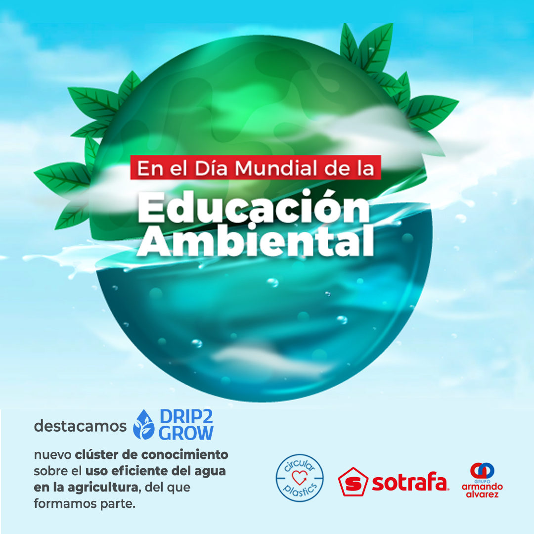 Junto a <a href="/Drip2Grow/">Drip2Grow</a> contribuimos a promover la sostenibilidad de los recursos y cultivos a través de formación y actividades de divulgación. ​

Hoy #diamundialdelaeducacionambiental entra en drip2grow.com y conoce: ​

👩‍💻 Webinars 
🎬 Vídeos ​
📰 Noticias
📚 Cursos