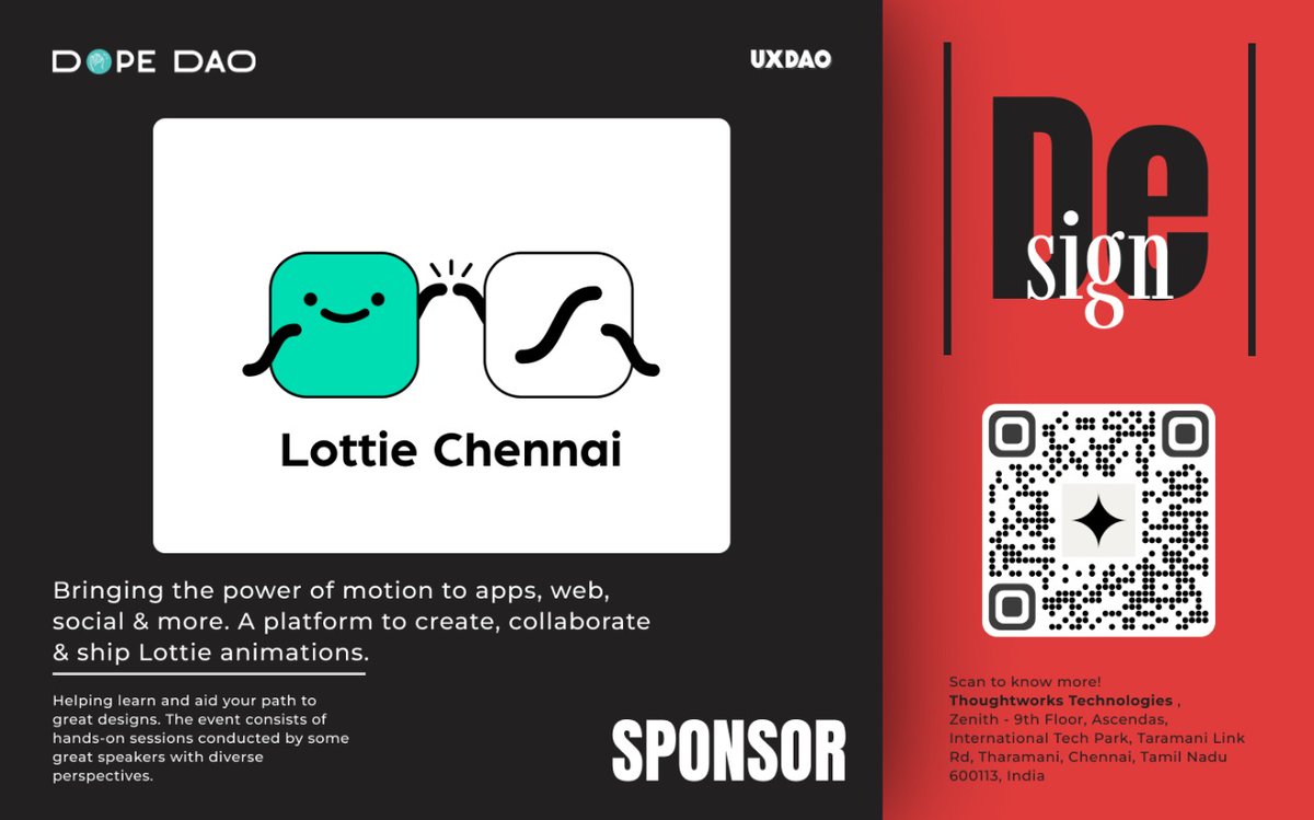 It's our pleasure to introduce the sponsor, <a href="/LottieFiles/">LottieFiles</a> of our event! 🚀😍

Register Now!!

#DopeDAO #dao #design #DeSign #web3 #community #learn #students #lottie  #lottiefiles