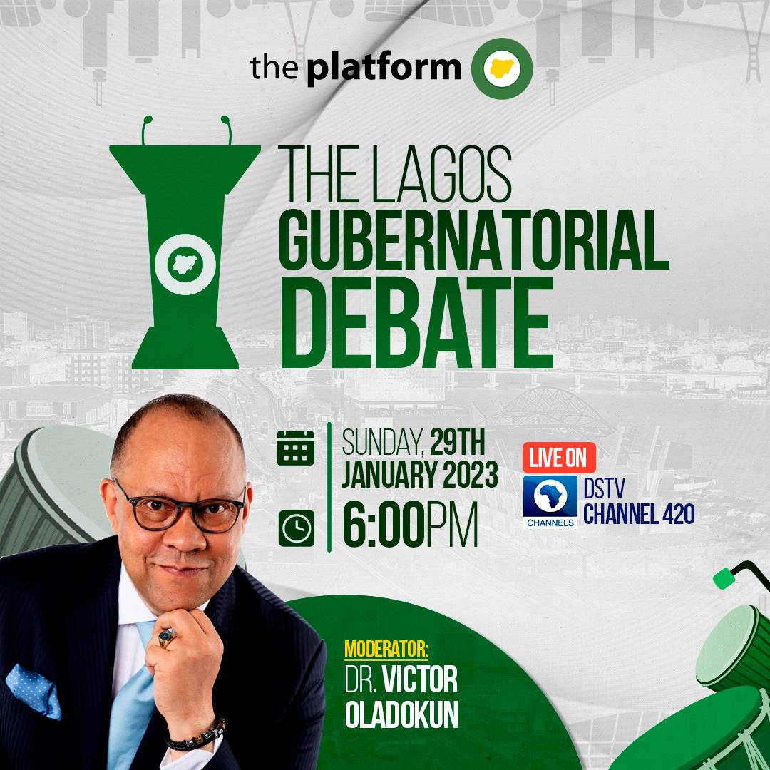 theplatformng's tweet photo. This Sunday at 6.00pm on Channels Television DSTV 420, The Lagos State Gubernatorial Debate holds.
Powered by @theplatformng
#ThePlatformNG https://t.co/zLVzP0aH51