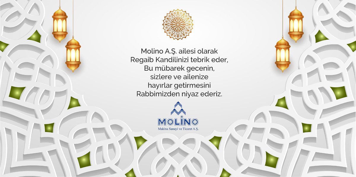 MOLINOTR's tweet photo. Molino A.Ş. ailesi olarak Regaib Kandilinizi tebrik eder, Bu mübarek gecenin, sizlere ve ailenize hayırlar getirmesini Rabbimizden niyaz ederiz.

#kandil #regaib #kutlama #mübarek #islam #yüce #ramazan #dini #gün https://t.co/DuKpEplBQ5