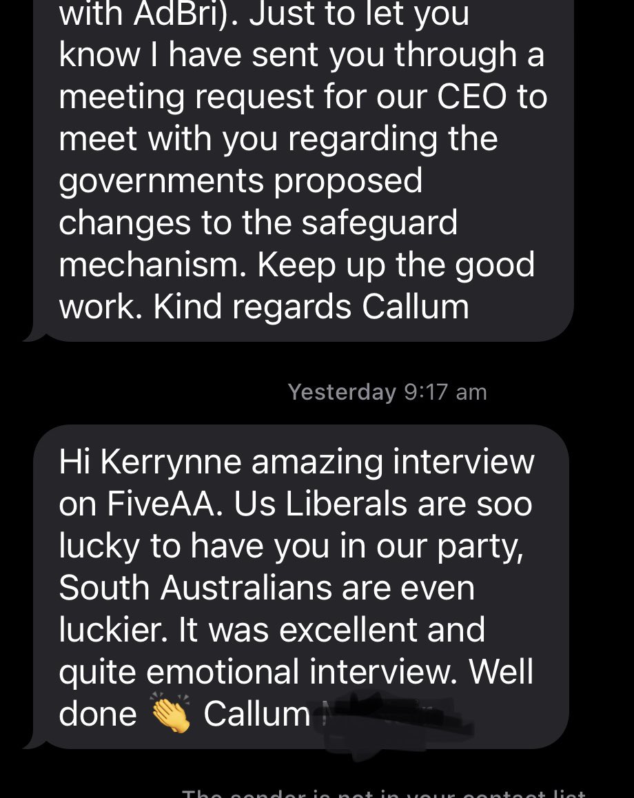 damienlawlor's tweet photo. I’ve been getting messages from a bloke called Callum who seems to think my number is that of South Australian Liberal Senator Kerrynne Liddle. He’s quite a fan. Haven’t replied yet. https://t.co/xUbfgZquNE