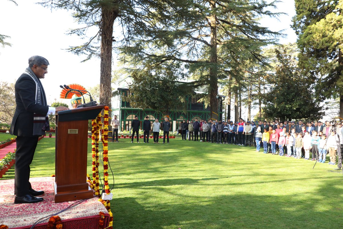 "My friends &amp; colleagues, let us today, once again rededicate ourselves to the service of our great nation, our motherland. Bharat" Sh Srinivas R Katikithala, Director addressing the faculty, staff &amp; school children on the occasion of celebration of 74th Republic Day (1/2)
