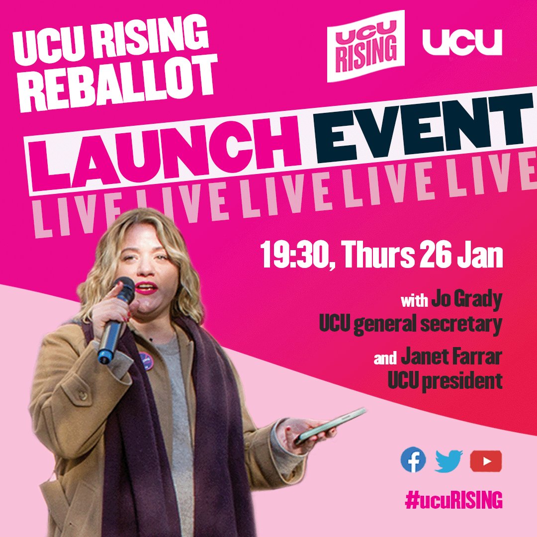 TONIGHT 🚨

Join us as we launch the #ucuRISING reballot campaign

We are moving employers but we know only the threat of more action will get us the deal our members deserve 

SET YOUR REMINDER: youtu.be/I1EtdpGF7mA

#ucuRISING