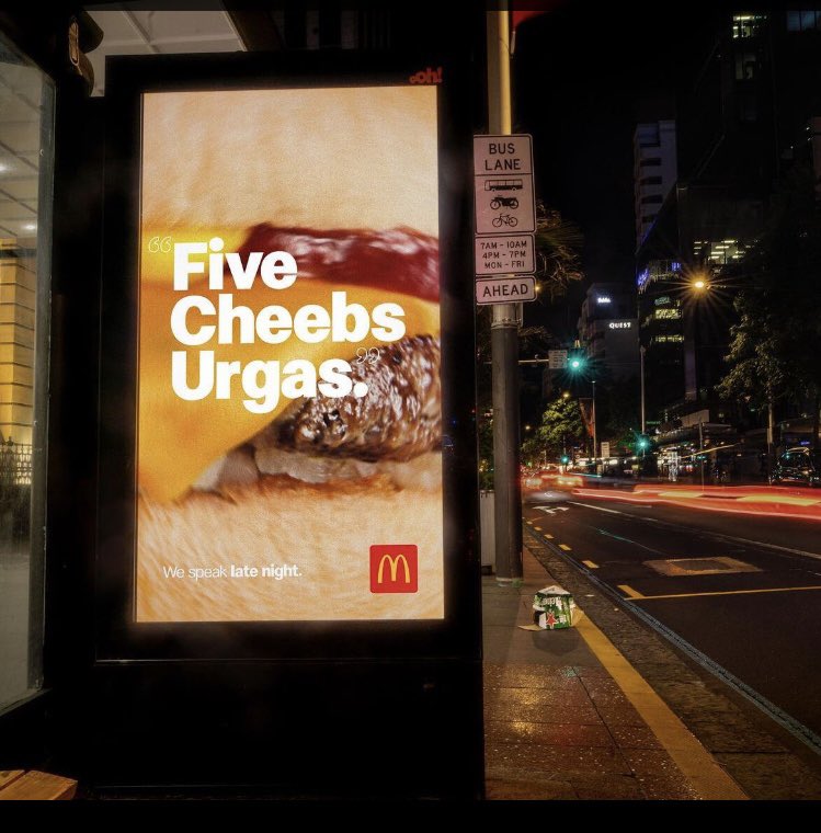 Marcuswriterman's tweet image. Proper order. Love this new cheeky McDon Aws campaign.