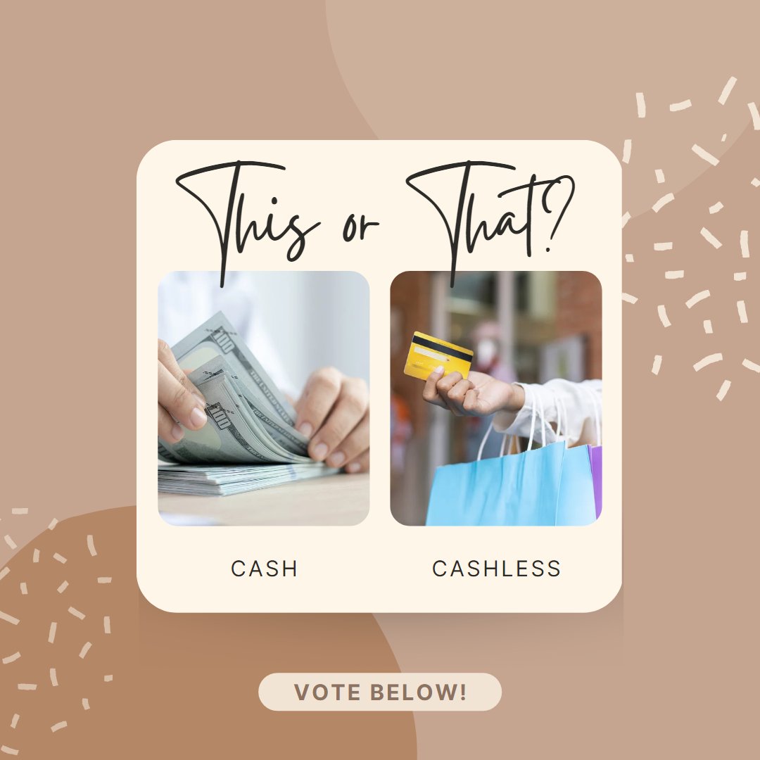 ClevaHQ's tweet photo. Cash or Cashless: Which Payment Method Do You Prefer? Comment below
#CashVsCashless #PaymentPreferences #CashlessSociety #CashlessPayments #CashOrCard #cash #money #creditcard #mastercard #debitcard #visacard #payment https://t.co/wpirS5rDL8