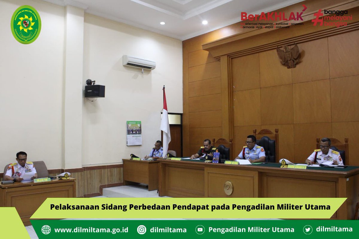 dilmiltama's tweet photo. Jakarta, 25 Januari 2023.
Bertempat di Ruang Sidang Pengadilan Militer Utama, telah dilaksanakan Sidang Perbedaan Pendapat https://t.co/fLDuP2euj2