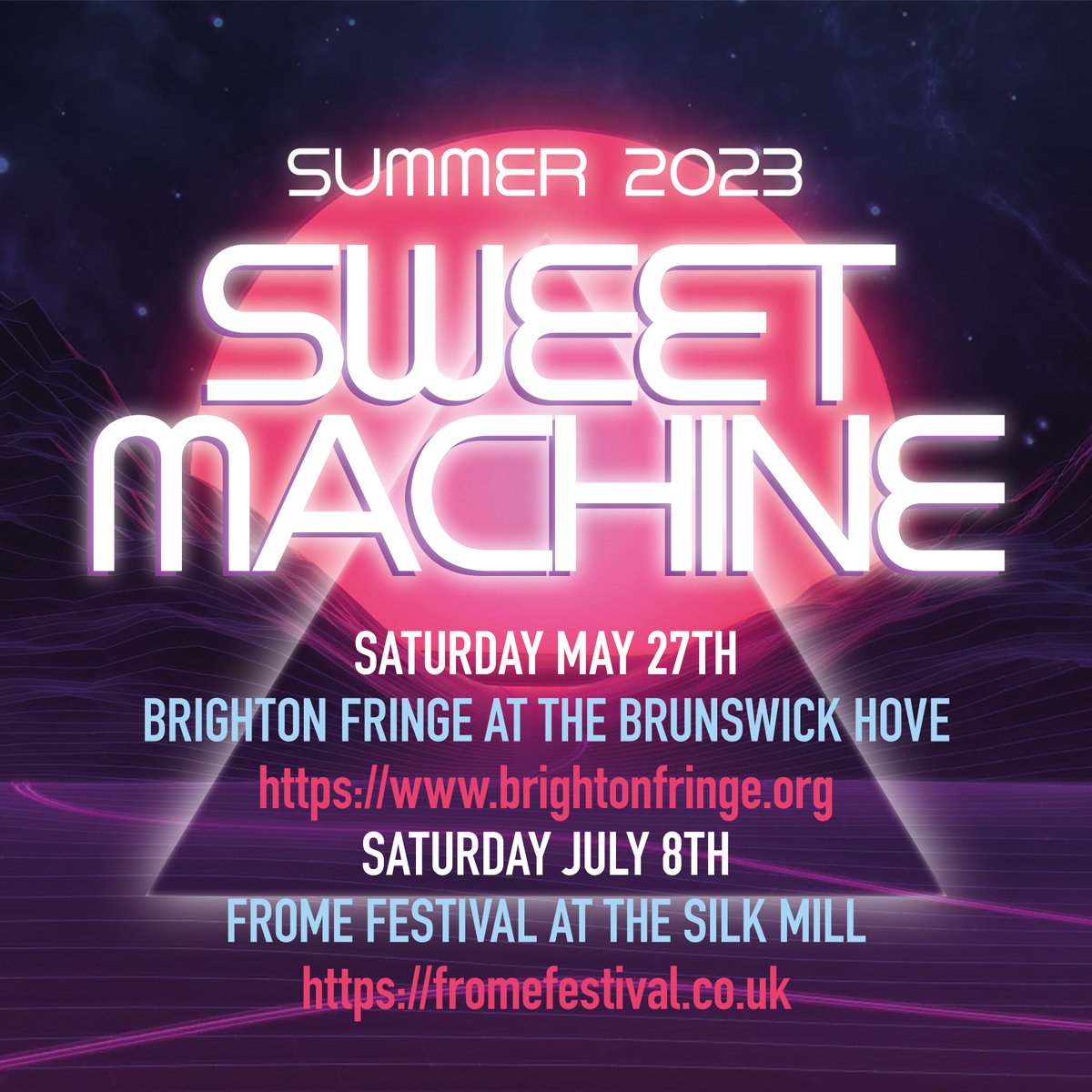 Look forward to seeing you this summer for a couple of great #festival events! First up is May 27th @brightonfringe @Brunswickpub with @infravioletuk and then July 8th @SilkMillStudios for @Frome_Festival Contact @RavesGrave for info! #synthpop #livemusic #synthwave #electropop
