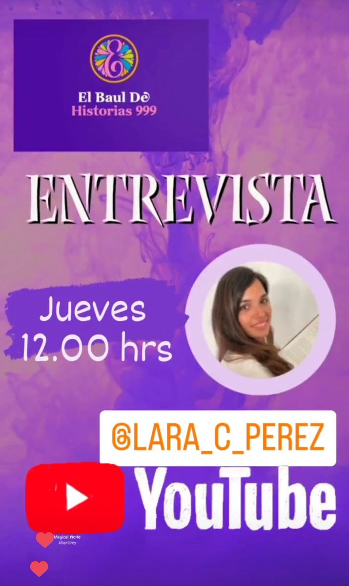 <a href="/angelmartin_nc/">Ángel Martín</a> Vuestra corresponsal de literatura hoy os informa que tenemos entrevista con @Lara_C_Perez para hablar de su libro, de la fantasía y mucho más. Os espero.
youtube.com/@Elbaul999