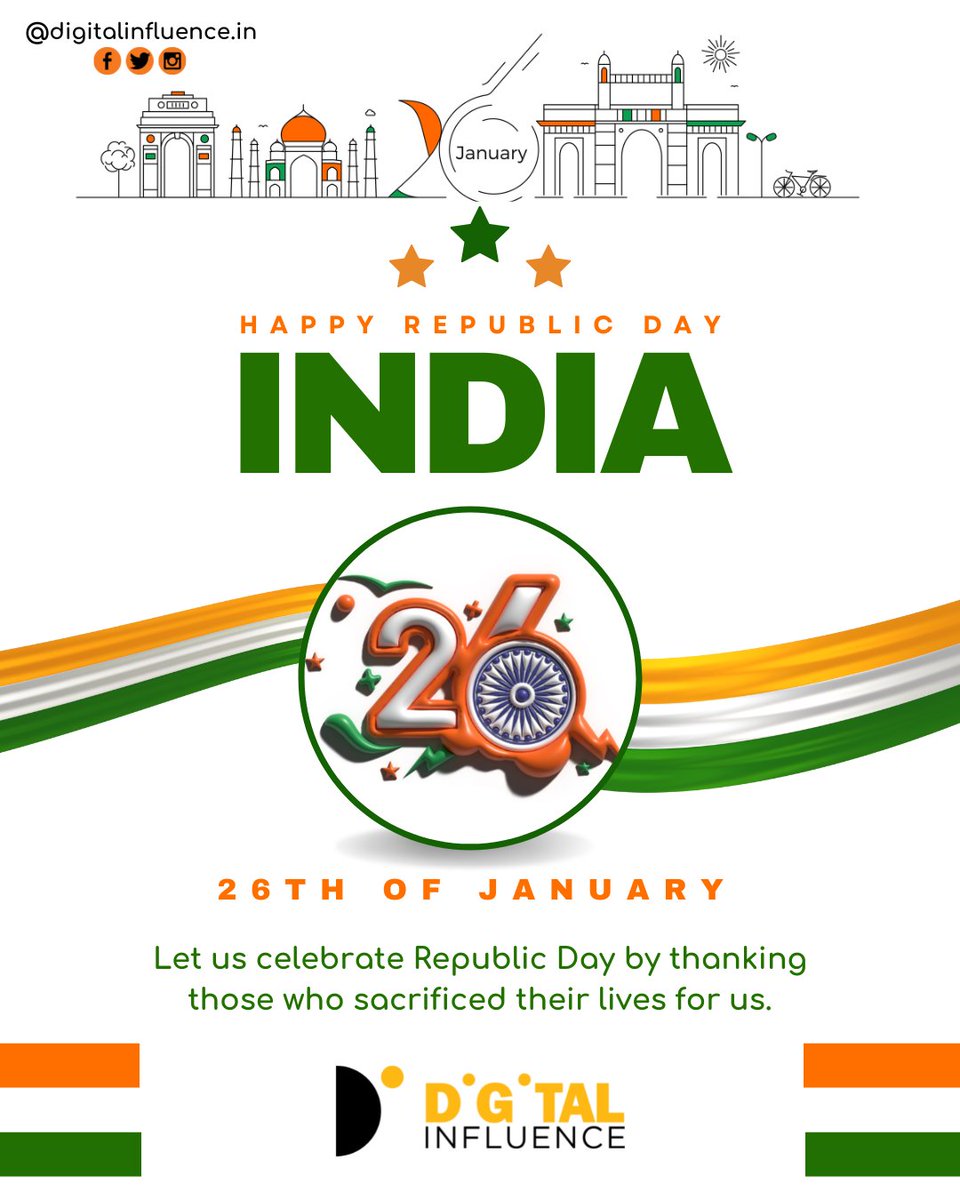 DigInfluenceIN's tweet photo. Let us celebrate Republic Day by thanking those who sacrificed their lives for us.

 #RepublicDay #republicday2023 #republicdayparade #republicdaycelebration #india #republicdayindia #indianarmyvideo #IndianArmyPeoplesArmy https://t.co/CDQGEobgEU