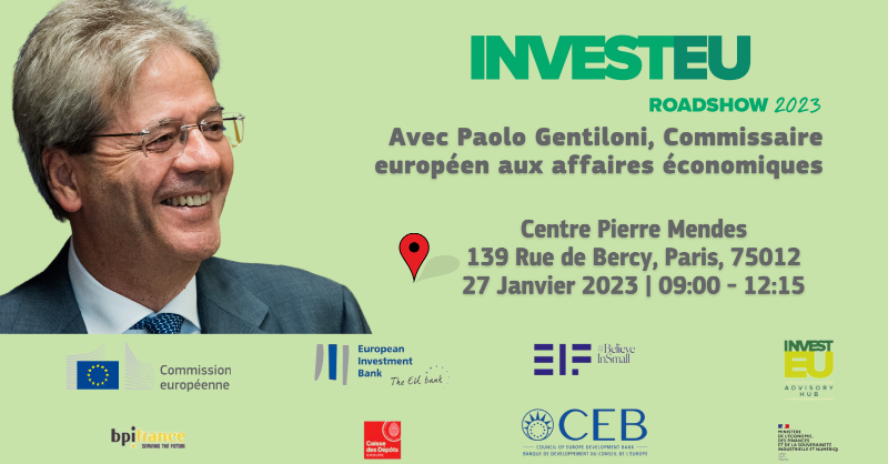 UEFrance's tweet photo. Avec #InvestEU🇪🇺, nous voulons mobiliser près de 400 milliards € d'investissements pour soutenir les transitions verte &amp; numérique de l'Europe 🌱🌐

@PaoloGentiloni sera demain à Paris 🇫🇷 pour présenter ce programme aux côtés de nos partenaires.

Informations &amp; inscriptions ↓
