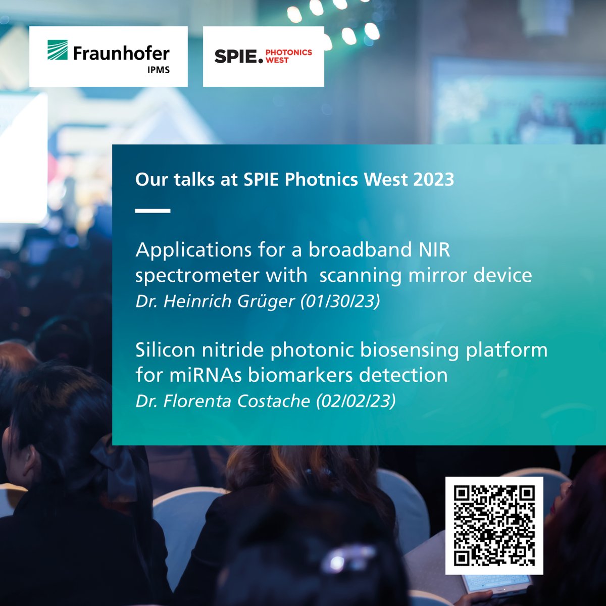 ⏰The #countdown is on: Our 2023 exhibition kick-off is the meeting point for the #photonics world! Our talks, posters & other program #highlights for #PhotonicsWest next week can be found on our #website: ipms.fraunhofer.de/en/events/2023…