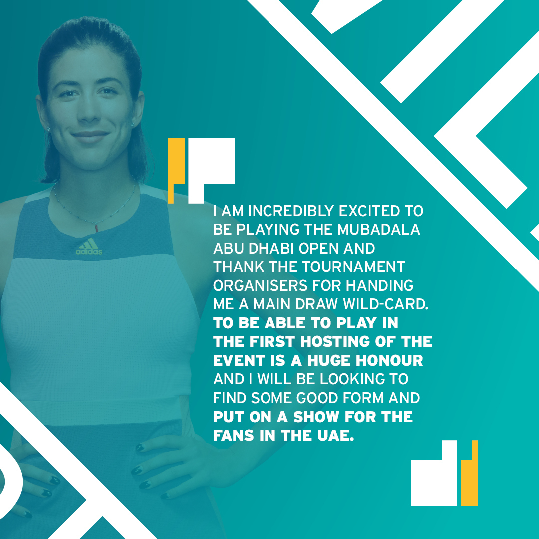 Former WORLD NUMBER ONE, and two-time Grand Slam winner, @GarbiMuguruza is your Wild-Card draw at #MubadalaAbuDhabiOpen! Watch her live in action, tickets available now via MubadalaAbuDhabiOpen.com! #InAbuDhabi #WTA500