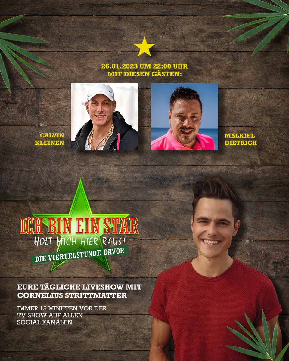 RTL_com's tweet photo. Tag 14: Calvin Kleinen & Malkiel Dietrich kommen in unserem Wohnzimmer von "Die Viertelstunde davor" vorbei 🙌🤩 Habt ihr Fragen an die beiden? Schreibt sie uns 👇
#IBES #IBESDVD #Dschungelcamp https://t.co/BoXzqjpc5G