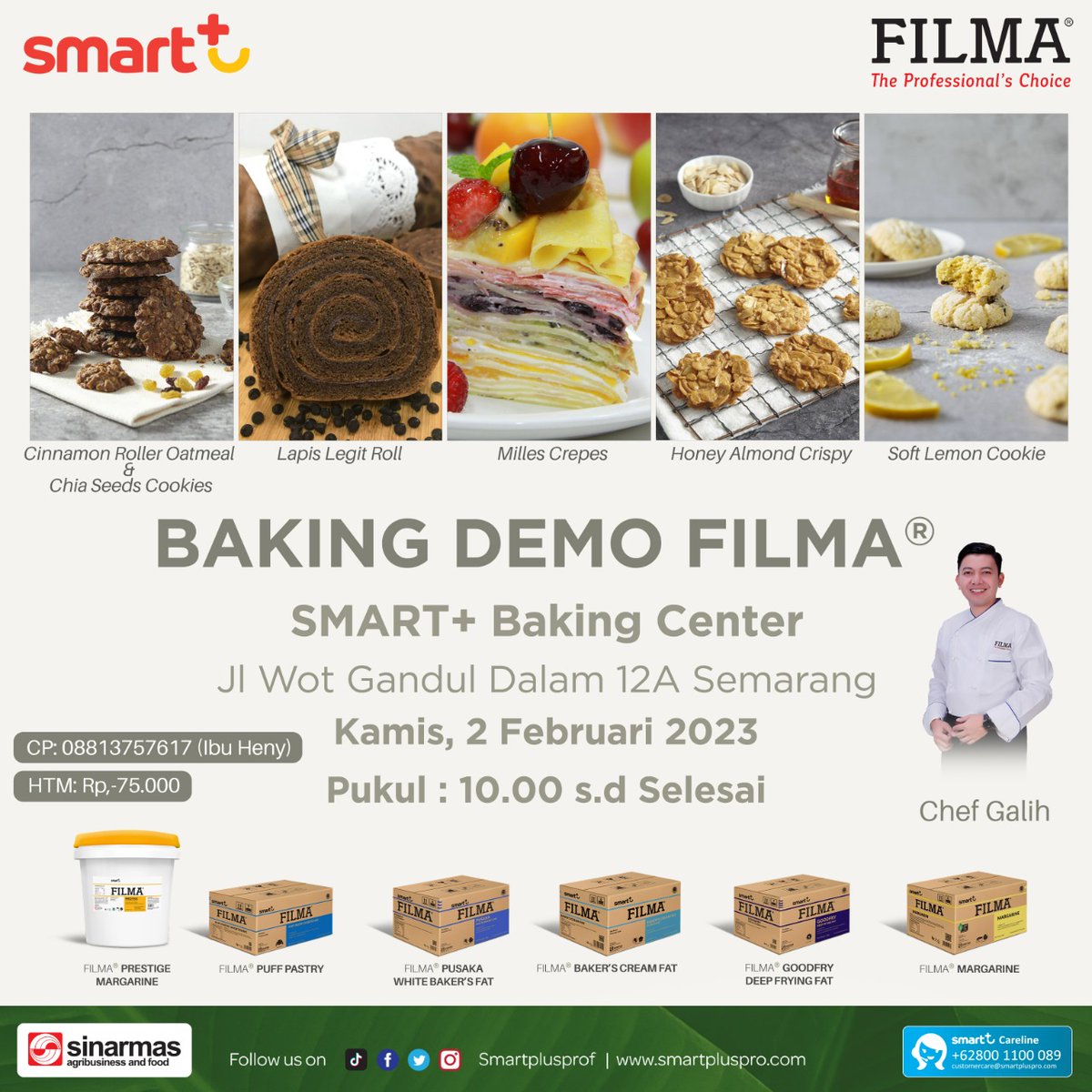 SMARTFDSolution's tweet photo. Perkembangan resep bakery tentunya harus disadari para pemilik bakery agar tetap up-to-date dengan resep terkini. Untuk mendukung para Smart Bakers, di bulan Februari ini FILMA akan mengadakan baking demo di 3 tempat lho! https://t.co/Gt2staj14j