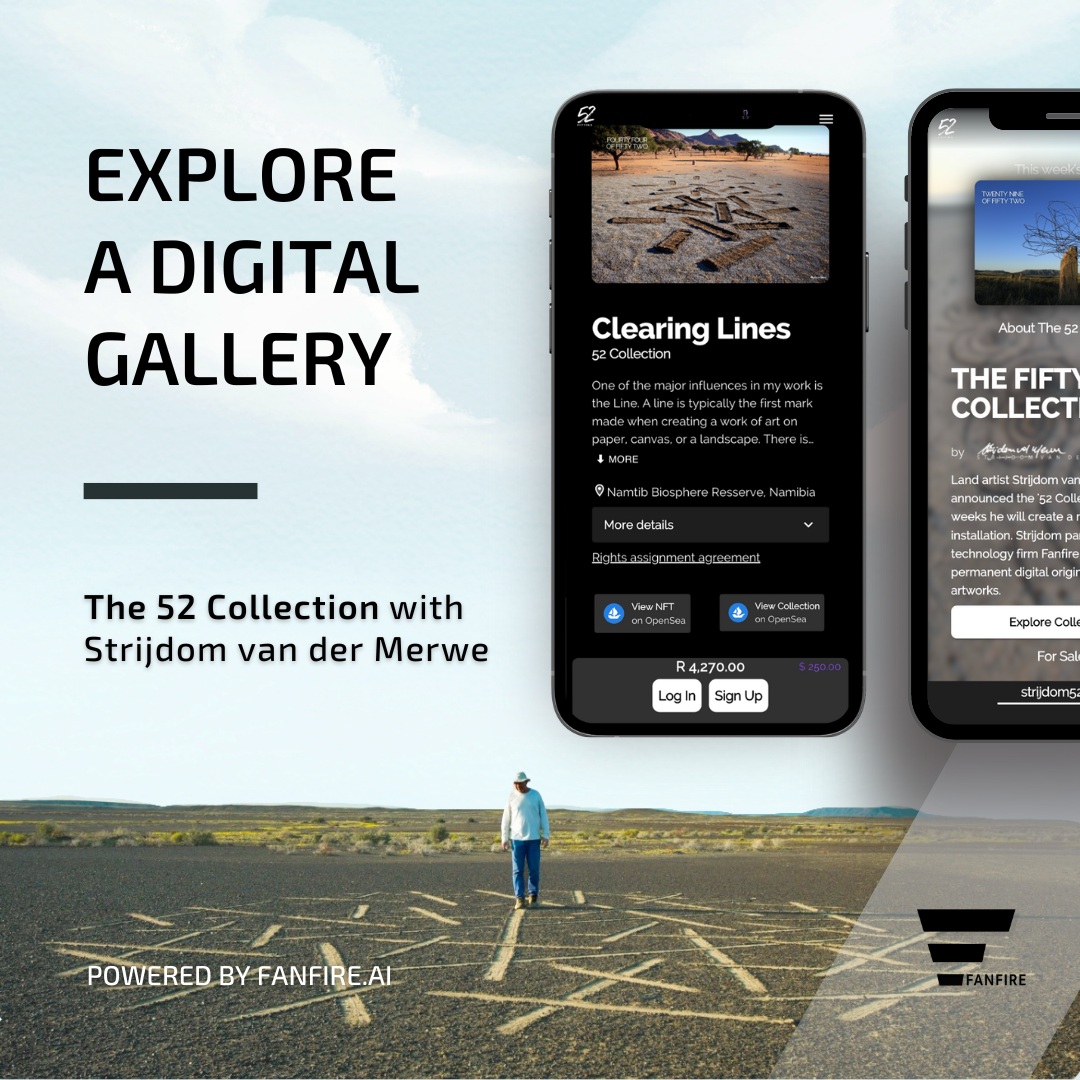 FanfireWeb3's tweet photo. Strijdom van der Merwe, renowned land artist, embarked on a 52-week digital project. Digital originals are available for purchase at https://t.co/mc7pkRJE7r. Owners have full rights while invited to a Gala event at Rupert Museum. For more information visit https://t.co/35y9ImpCA9 https://t.co/ZOJFJ4nIqM
