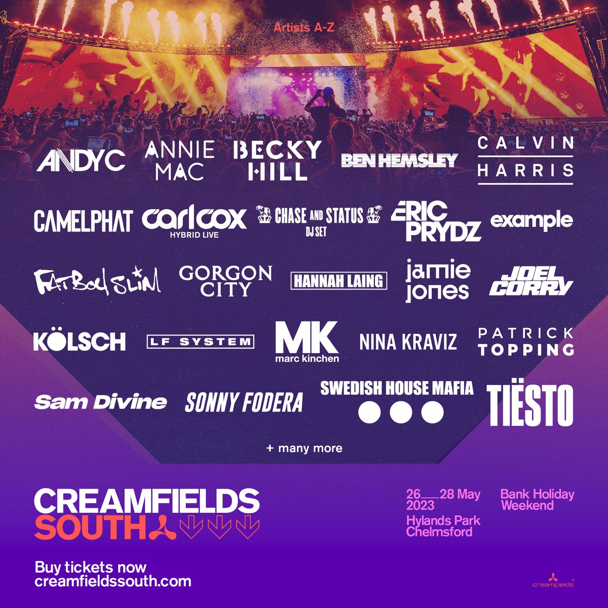 Creamfields South Runway Stage lineup