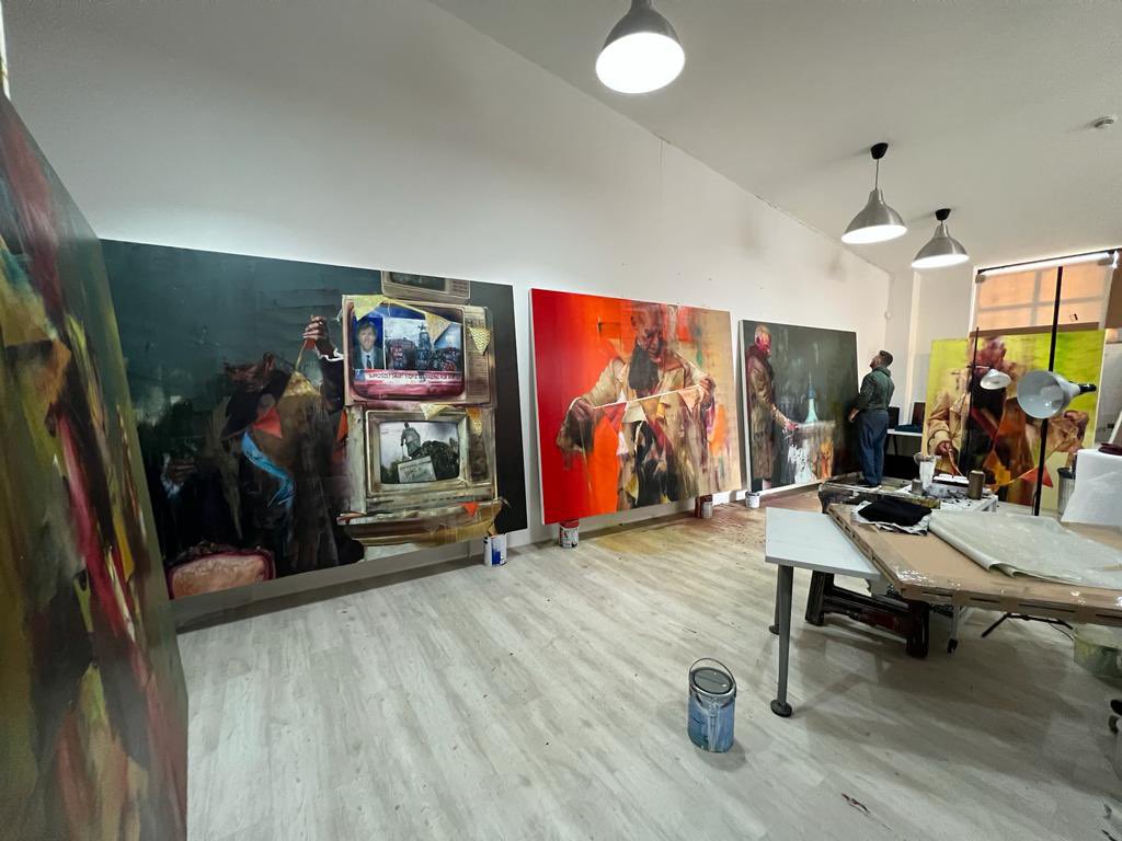 I wider view of the studio. A couple of these have been in the rack for so long I forgot what they looked like. From left - 2022, 2021, 2023, 2021, 2023