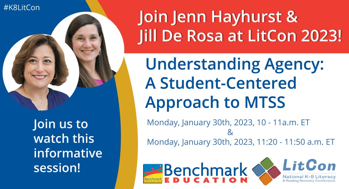 Jenn Hayhurst and Jill De Rosa are at LitCon 2023! Join them for their presentation, 'Understanding Agency: A Student-Centered Approach to MTSS,' January 30th at 10 a.m. ET &amp; 11:20 a.m. #K8LitCon

Learn more→ bit.ly/3PuJIxD

<a href="/K8LitCon/">LitCon: National K-8 Literacy Conference</a> <a href="/hayhurst3/">Jenn Hayhurst</a>