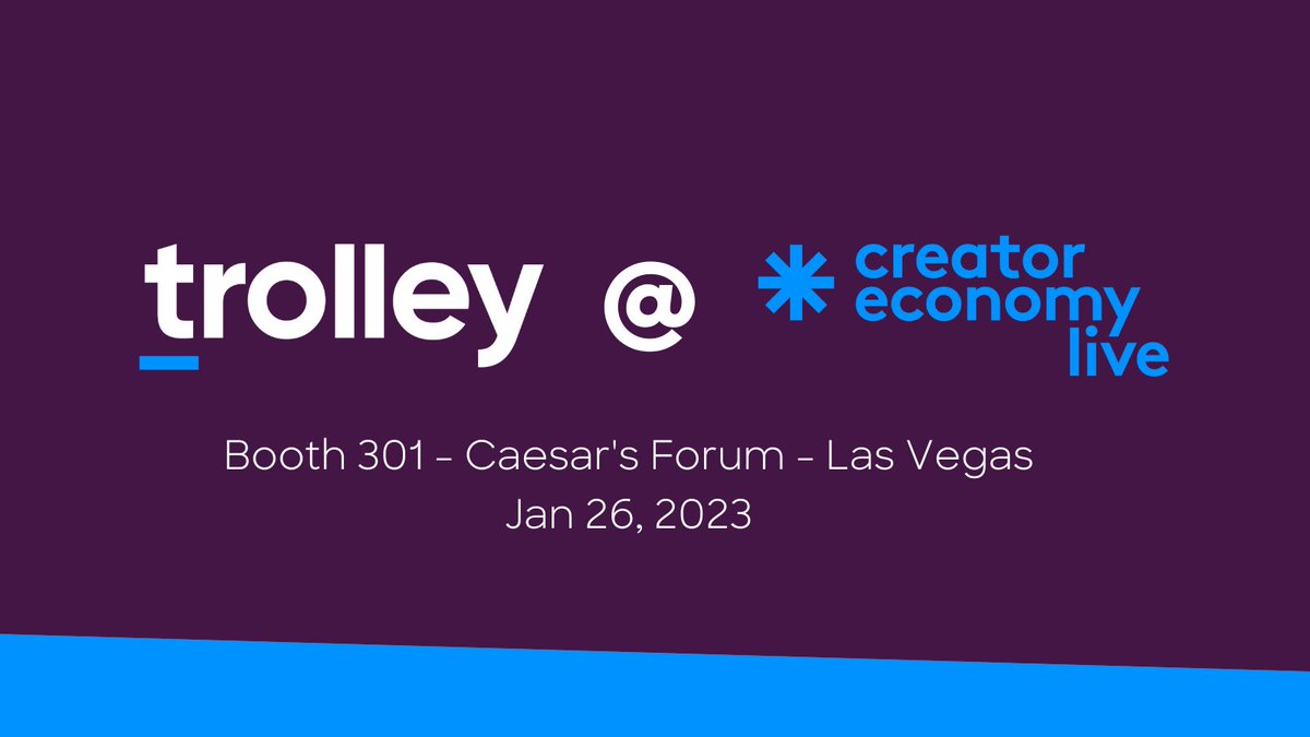 trolley_hq's tweet image. Big plans for 2023? Let&apos;s talk! 

The @trolley_hq team is on the floor at #CreatorEconomyLive today. 

Drop by our space (Booth 301) to talk #Creators, #InfluencerMarketing, and #InternetEconomy with Tim, Barnett, &amp;amp; Vince (CEO, VP Product &amp;amp; VP Marketing).

#CEL23 #CreatorEconomy