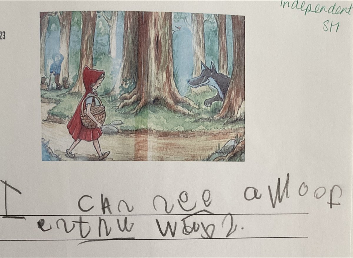 StDomSavioRC's tweet image. EYFS have been working hard on their writing after learning about and retelling the story of #LittleRedRidingHood . We are so impressed with their use of phonics @RuthMiskinEdu and their improving letter formation #EYFSWriting #EYFSReading #SpeakingandListening #EYFSEnglish