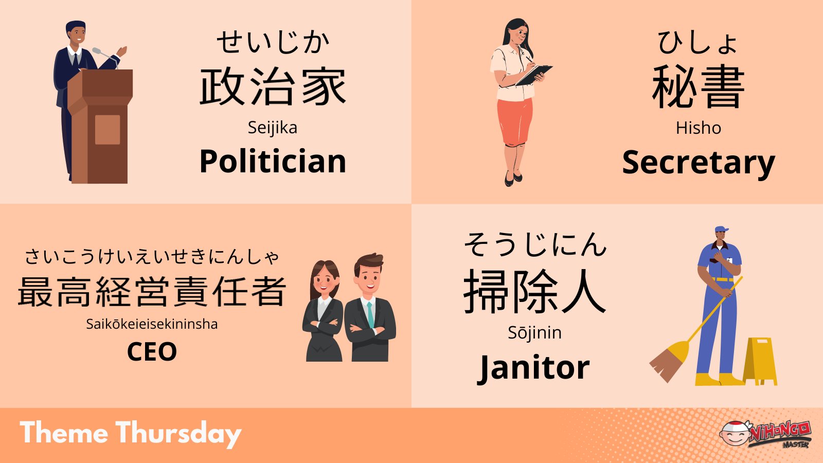 Nihongo Master on Twitter "Part 2 of jobs in Japanese! Remember, 「お仕事は