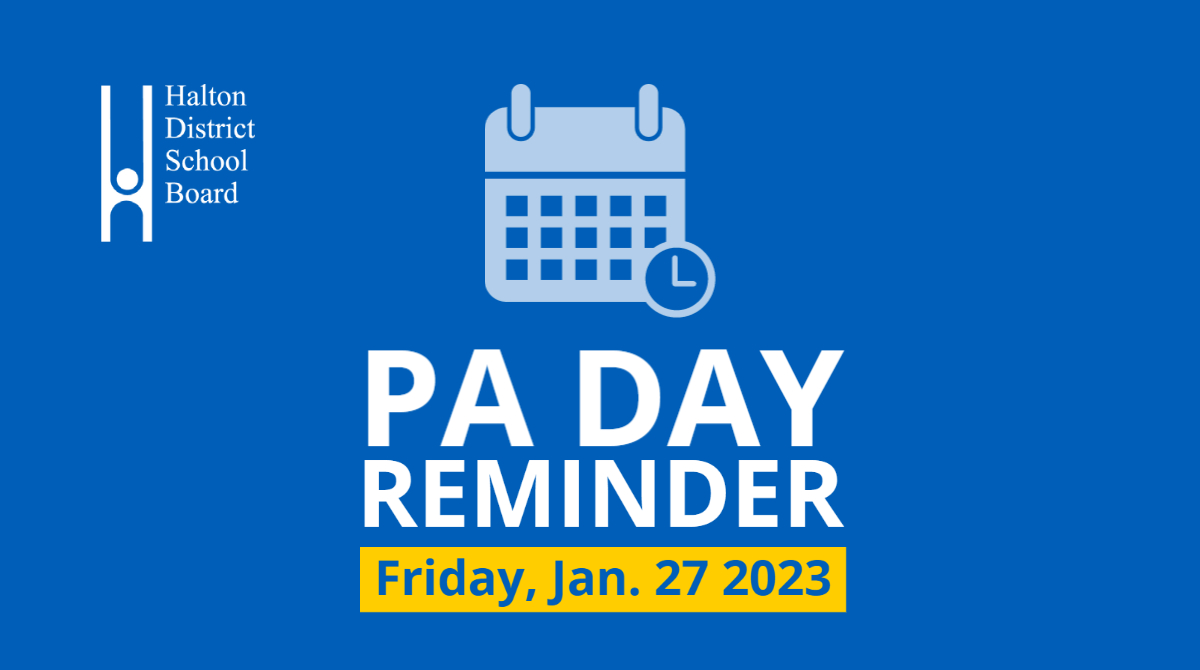 REMINDER: Friday, Jan. 27 is a PA Day for elementary students only. #HDSB elementary schools will be closed to students.