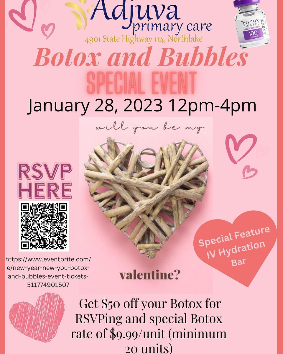 Treat yourself this Valentines! 🥰 Special #Botox and #IVHydration offers available for those who RSVP to this special event in #Northlaketx.