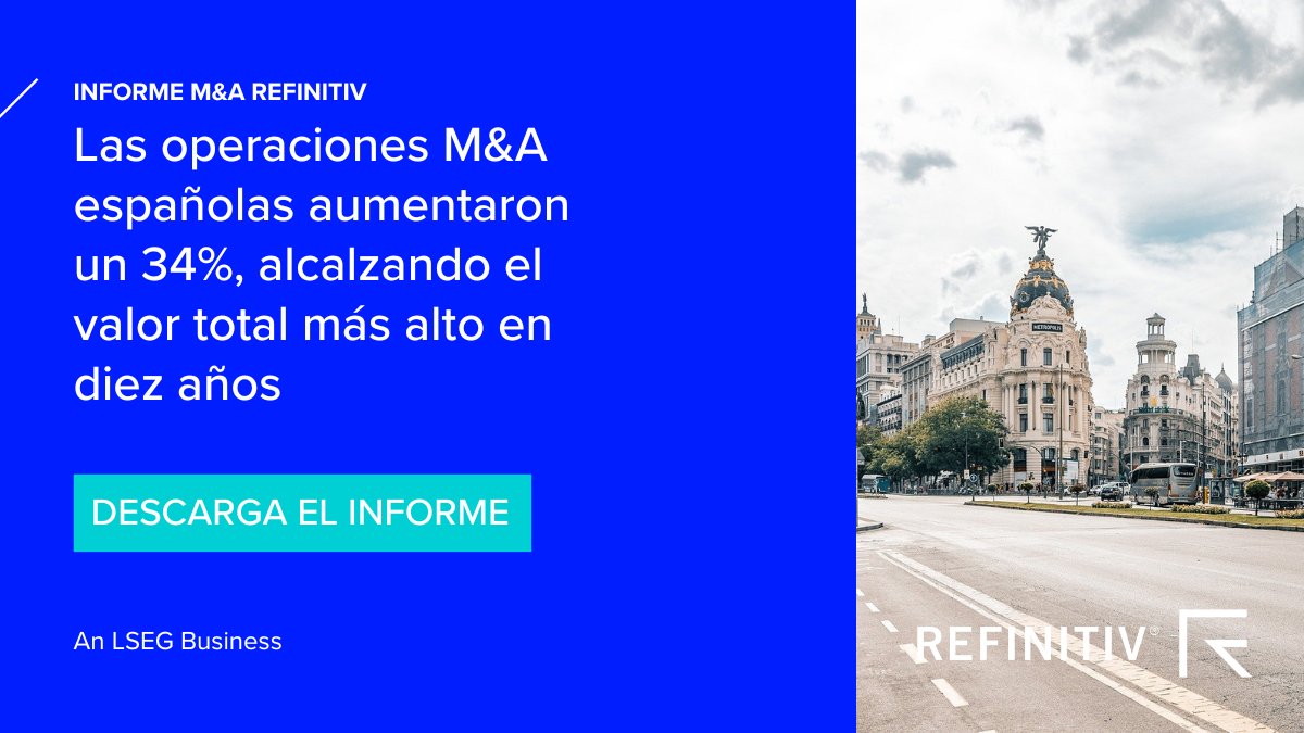 Dealintel's tweet photo. Accede a nuestro último informe “Refinitiv Deals Intelligence” para obtener un análisis profundo y completo de las operaciones de Banca de Inversión en España en 2022. Descargar ahora: https://t.co/xV0FL3Fzns https://t.co/81JfaXUKkv